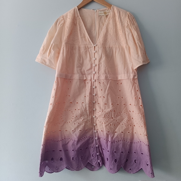 Anna Cate Isabelle Ombre Eyelet Button Front Puff Sleeve Mini Dress NWT XS - Picture 2 of 10